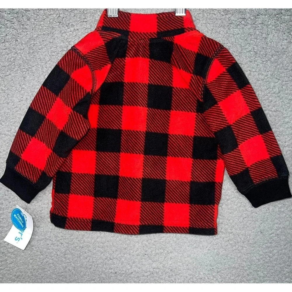 NWT Carter's Sweater Toddler Size 9 Months Buffalo Plaid Sherpa Collar Pullover‎